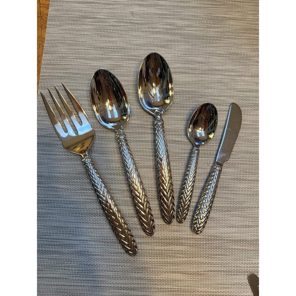 Ralph Lauren Equestrian Braid Stainless 5-Piece Hostess Serving Set Excellent